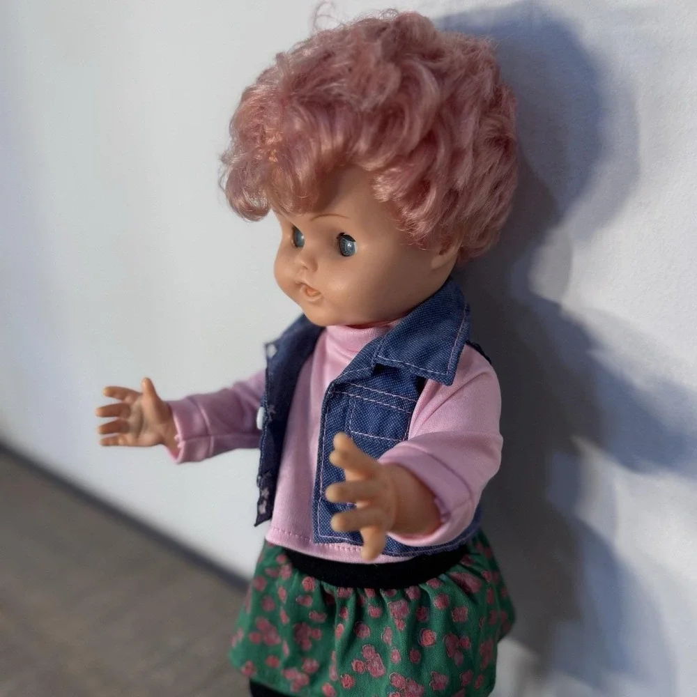 Vintage 1950s Roddy Doll Pink Hair Blue Eyes 14 Inch Vinyl Doll England